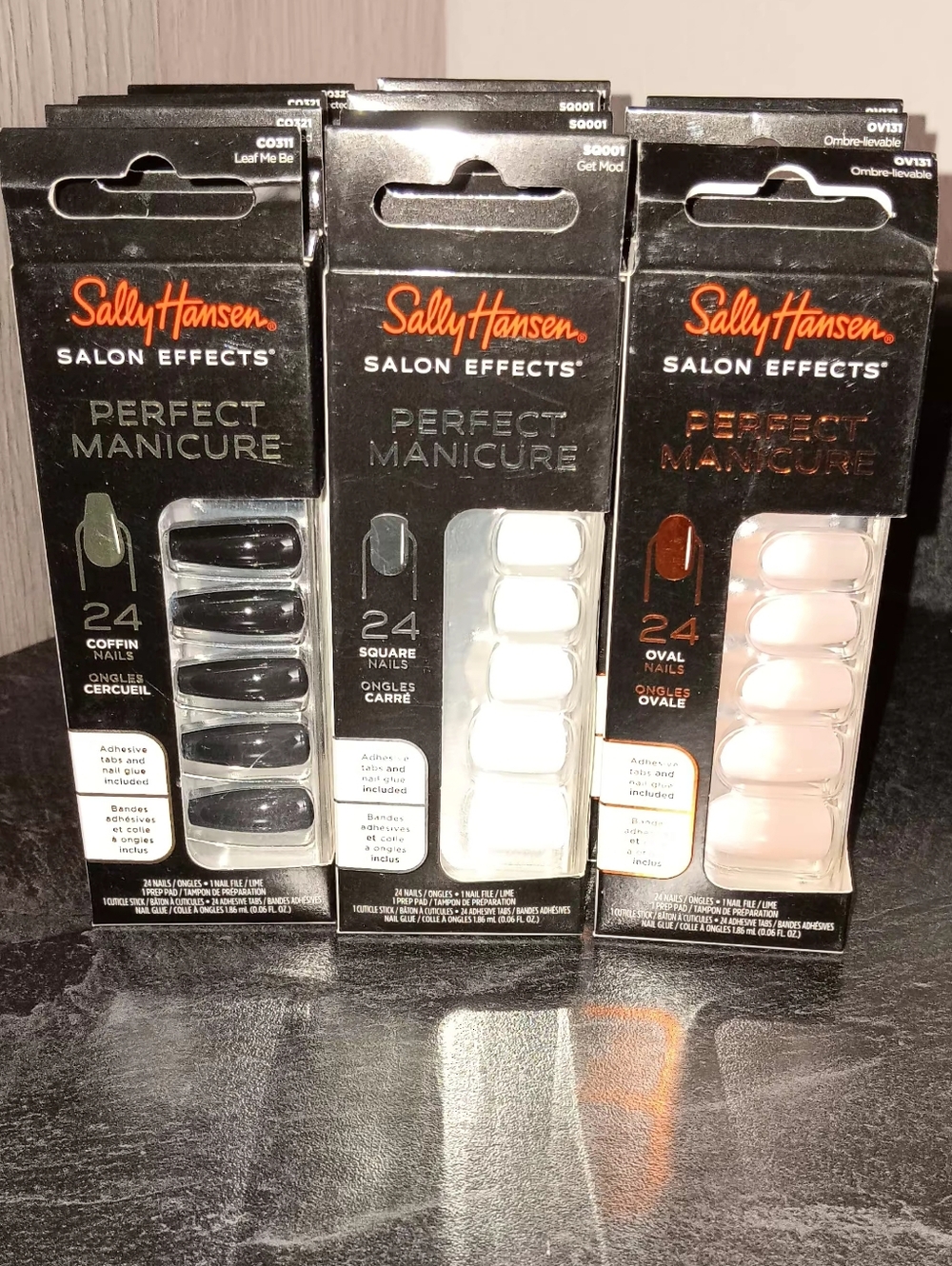 $12 For 11 Packs Sally Hansen Salon Effects Perfect Manicure -Black, White, Nude